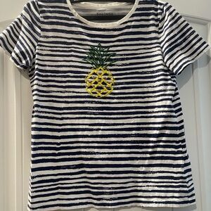 Talbots Striped Tee with Pineapple Graphic